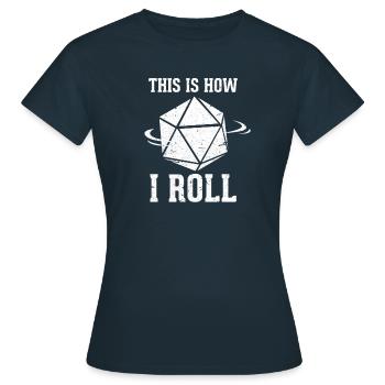 D20 DM Würfel Brettspiel Fantasy Gaming Geschenk - Frauen T-Shirt - Navy - Vorne - AI Model Female 172 dark (172cm)