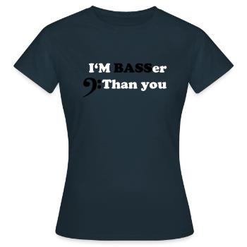 Je suis bassiste que vous, bass motif - T-shirt Femme - marine - Devant - AI Model Female 172 dark (172cm)