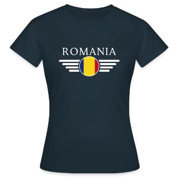 T-Shirt Roumanie : Châteaux, Carpates, Folklore - T-shirt Femme - marine - Devant - AI Model Female 172 dark (172cm)