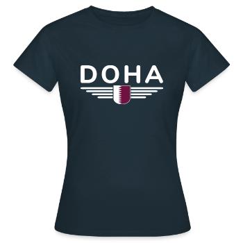 Doha Design – Élégant et unique - T-shirt Femme - marine - Devant - AI Model Female 172 dark (172cm)