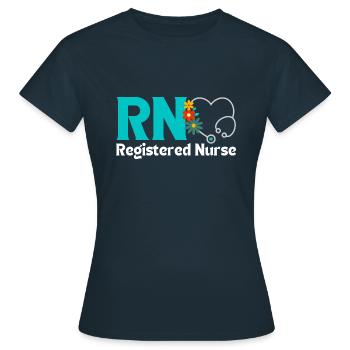 RN Registered Nurse with Stethoscope - Women's T-Shirt - navy - Front - AI Model Female 172 dark (172cm)