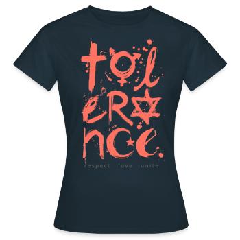 Tolerance artwork - Women's T-Shirt - navy - Front - AI Model Female 172 dark (172cm)