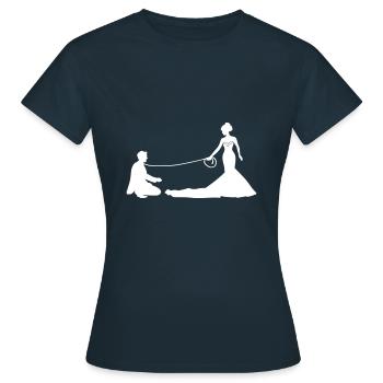 Hochzeit Brautpaar Leine - Frauen T-Shirt - Navy - Vorne - AI Model Female 172 dark (172cm)