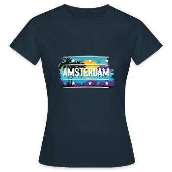 Amsterdam - Frauen T-Shirt - Navy - Vorne - AI Model Female 172 dark (172cm)