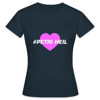 Petri Heil Pêche au cœur - T-shirt Femme - marine - Devant - AI Model Female 172 dark (172cm)