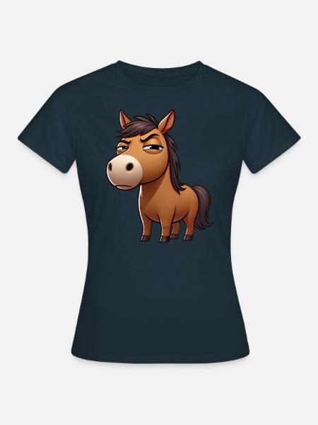 Dessin animé drôle de cheval coquin - T-shirt Femme - marine