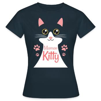 Maman Kitty Mère Qui Adore Les Chats - T-shirt Femme - marine - Devant - AI Model Female 172 dark (172cm)
