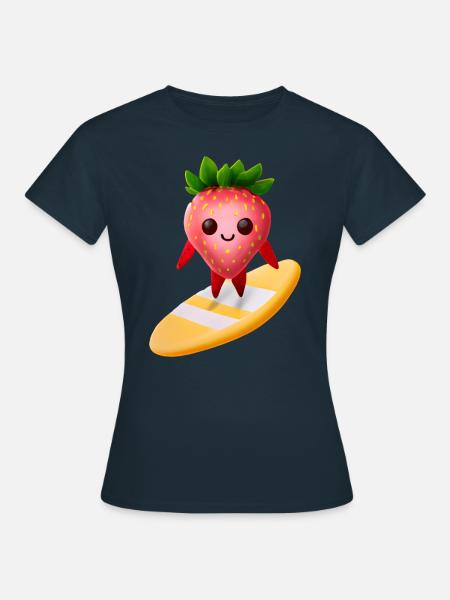Erdbeere auf Surfboard - Frauen T-Shirt - Navy