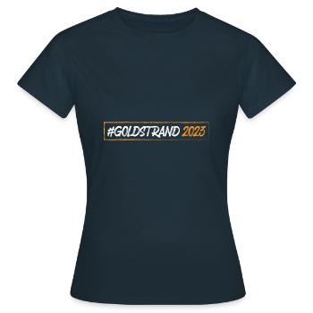 Goldstrand 2023 - Frauen T-Shirt - Navy - Vorne - AI Model Female 172 dark (172cm)