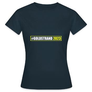 Goldstrand 2023 - Frauen T-Shirt - Navy - Vorne - AI Model Female 172 dark (172cm)