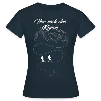 WANDERN - Nur noch eine Kurve... - Frauen T-Shirt - Navy - Vorne - AI Model Female 172 dark (172cm)