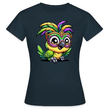 Perroquet Mardi Gras, Plumage Coloré - T-shirt Femme - marine - Devant - AI Model Female 172 dark (172cm)