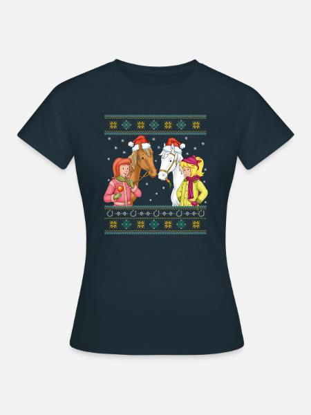 Bibi und Tina mit Amadeus und Sabrina Weihnachten - Frauen T-Shirt - Navy