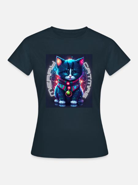 Hyvää kissaa - Dame-T-shirt - marineblå