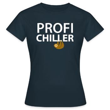 Faultier Profi Chiller - Frauen T-Shirt - Navy - Vorne - AI Model Female 172 dark (172cm)