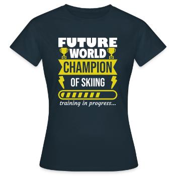 Zukünftiger Weltmeister im Skifahren,Sport - Frauen T-Shirt - Navy - Vorne - AI Model Female 172 dark (172cm)