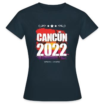 Cancun 2022 - Frauen T-Shirt - Navy - Vorne - AI Model Female 172 dark (172cm)
