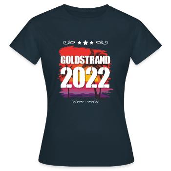 Goldstrand 2022 - Frauen T-Shirt - Navy - Vorne - AI Model Female 172 dark (172cm)