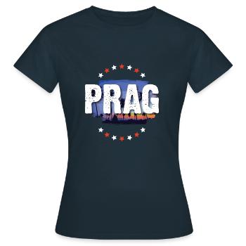 Prag - Frauen T-Shirt - Navy - Vorne - AI Model Female 172 dark (172cm)