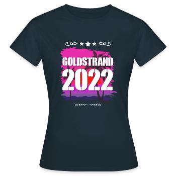 Goldstrand 2022 - Frauen T-Shirt - Navy - Vorne - AI Model Female 172 dark (172cm)
