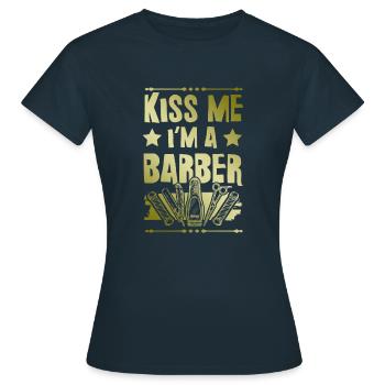 Embrasse-moi Barbier - T-shirt Femme - marine - Devant - AI Model Female 172 dark (172cm)
