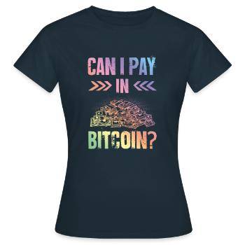 Pay with Bitcoin - Women's T-Shirt - navy - Front - AI Model Female 172 dark (172cm)