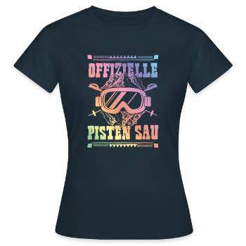 Ofizielle Pisten Sau - Frauen T-Shirt - Navy - Vorne - AI Model Female 172 dark (172cm)