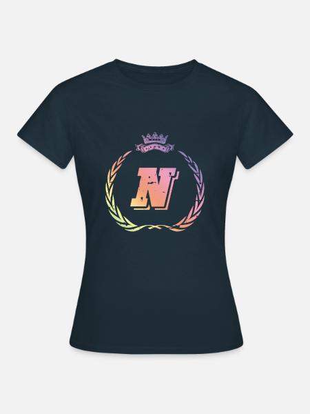 N Buchstabe Kranz - Frauen T-Shirt - Navy