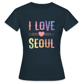 J’aime Séoul - T-shirt Femme - marine - Devant - AI Model Female 172 dark (172cm)