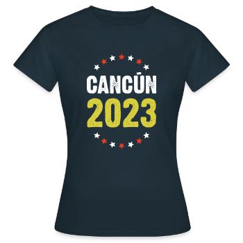 Cancun 2023 - Frauen T-Shirt - Navy - Vorne - AI Model Female 172 dark (172cm)