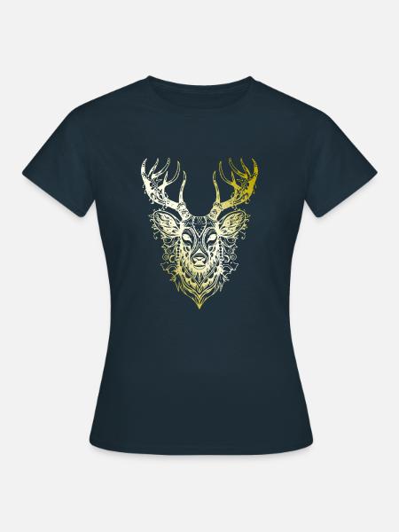 Hirsch Mandala gold - Frauen T-Shirt - Navy