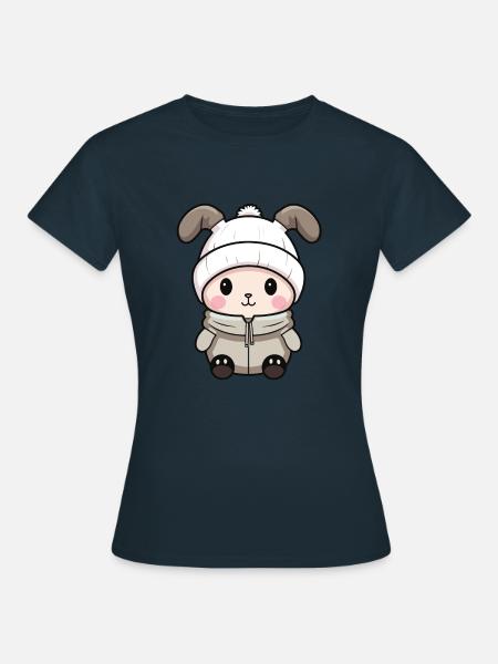Hase Winter Comic - Frauen T-Shirt - Navy