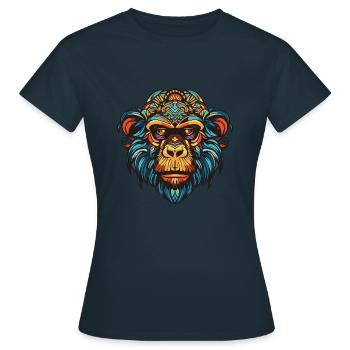 Tête de portrait de singe - T-shirt Femme - marine - Devant - AI Model Female 172 dark (172cm)