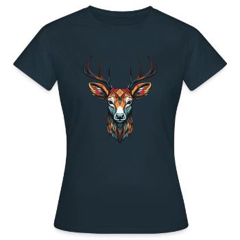 Tête de portrait de cerf - T-shirt Femme - marine - Devant - AI Model Female 172 dark (172cm)