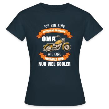 Biker Oma wie eine normale Oma nur viel cooler - Frauen T-Shirt - Navy - Vorne - AI Model Female 172 dark (172cm)