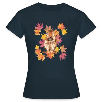 Écureuil aux feuilles d’automne - T-shirt Femme - marine - Devant - AI Model Female 172 dark (172cm)