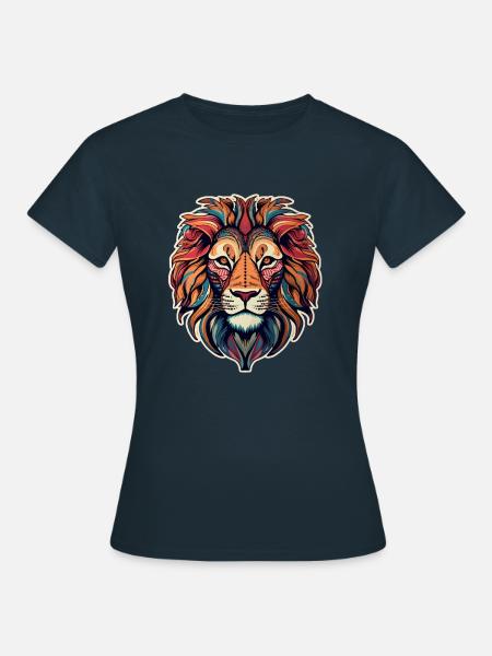 Löwenkopf psychedelisch - Frauen T-Shirt - Navy