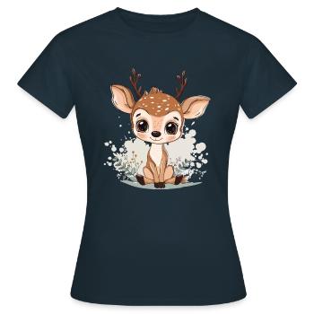Rehkitz - Frauen T-Shirt - Navy - Vorne - AI Model Female 172 dark (172cm)