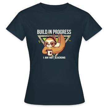Build in progress - Women's T-Shirt - navy - Front - AI Model Female 172 dark (172cm)