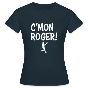 Joueuse de tennis C'Mon Roger Fan Gift - T-shirt Femme - marine - Devant - AI Model Female 172 dark (172cm)