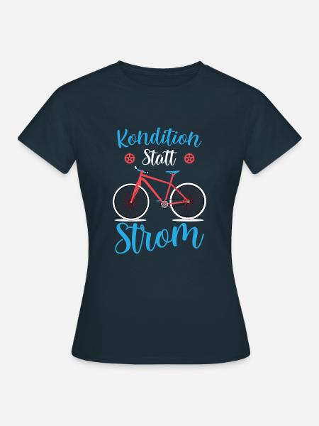 Kondition statt Strom Vintage Fahrrad fahren - Frauen T-Shirt - Navy