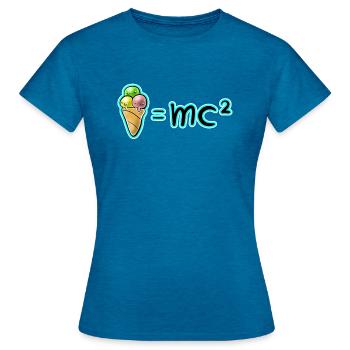 E(is)=mc2 - relative Coolness Theorie / E=mc2 Shit - Frauen T-Shirt - Antikblaues Saphir meliert - Vorne - AI Model Female 172 dark (172cm)