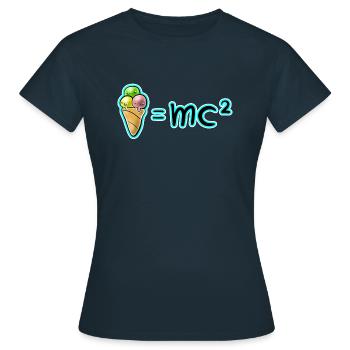 E(is)=mc2 - relative Coolness Theorie / E=mc2 Shit - Frauen T-Shirt - Navy - Vorne - AI Model Female 172 dark (172cm)