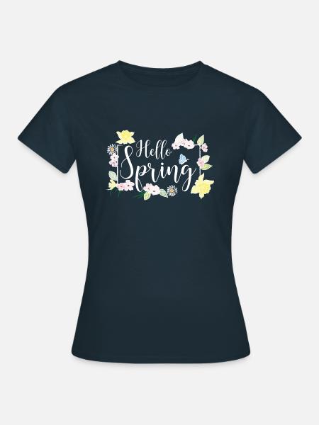 Hello Spring weiss - Frauen T-Shirt - Navy