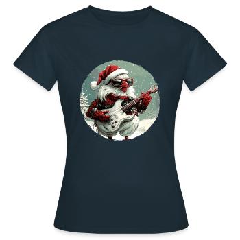 Guitare Rocker de Noël - T-shirt Femme - marine - Devant - AI Model Female 172 dark (172cm)