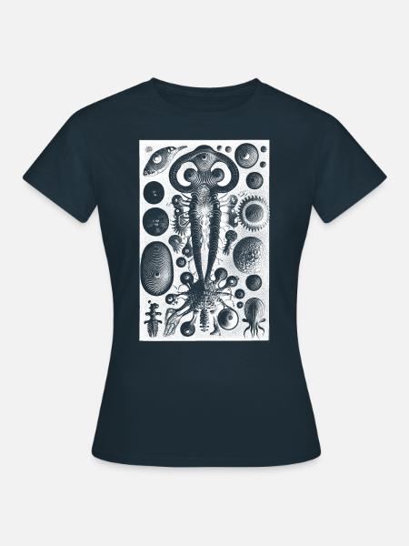Abstract Nature Shapes Monster Retro Illustration - Women's T-Shirt - navy