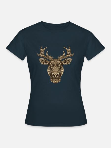 Elch Portrait - Frauen T-Shirt - Navy