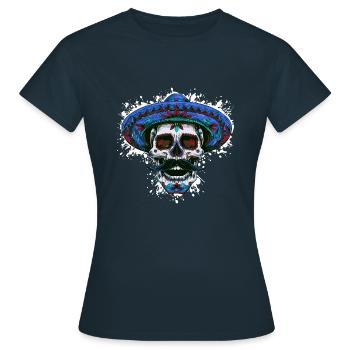Sombrero Crâne Mexicain - T-shirt Femme - marine - Devant - AI Model Female 172 dark (172cm)
