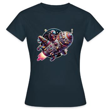 Imaginative whimsical spaceship with astronaut - Women's T-Shirt - navy - Front - AI Model Female 172 dark (172cm)