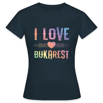 I Love Bukarest - Frauen T-Shirt - Navy - Vorne - AI Model Female 172 dark (172cm)